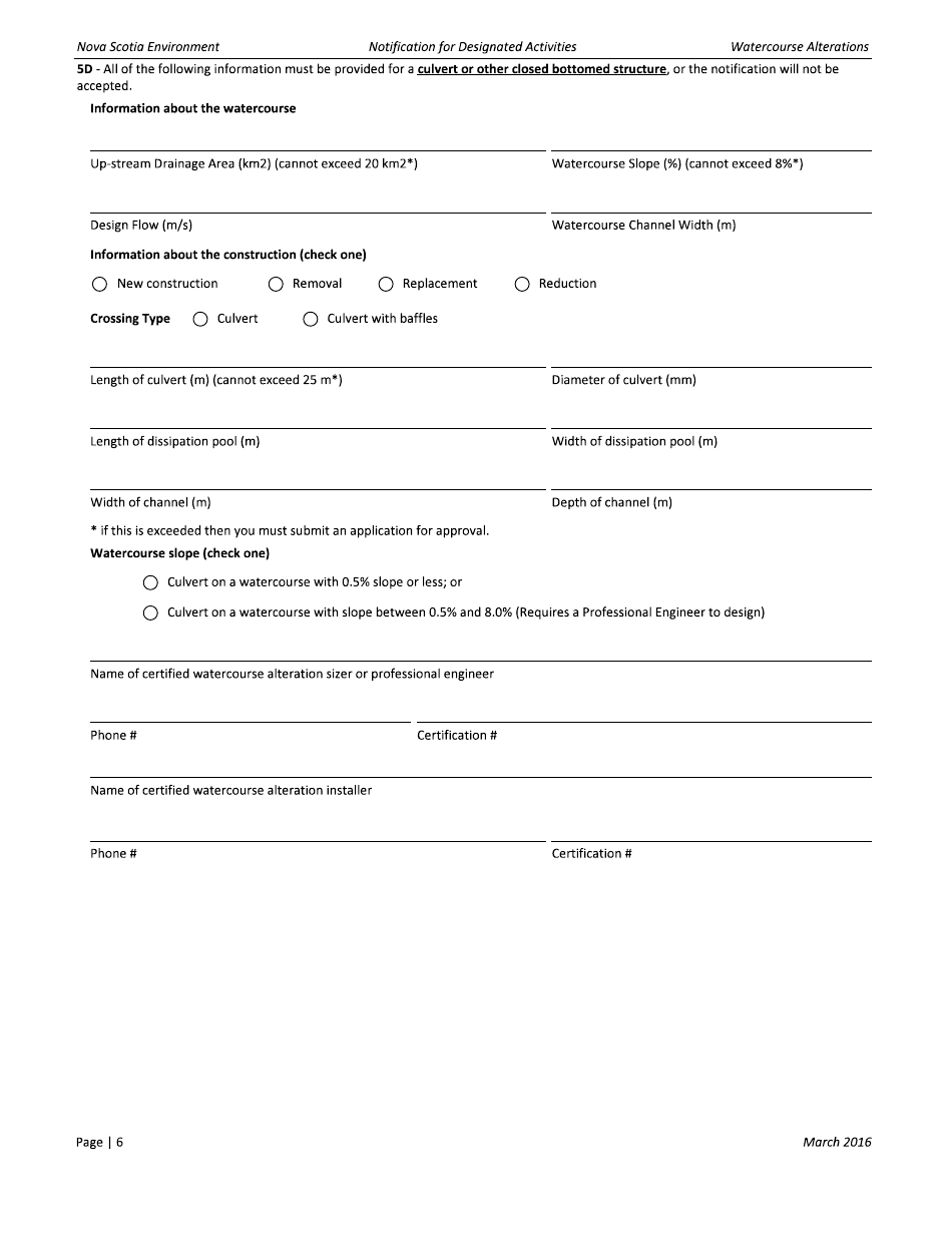 Notification Form - Nova Scotia, Canada, Page 6