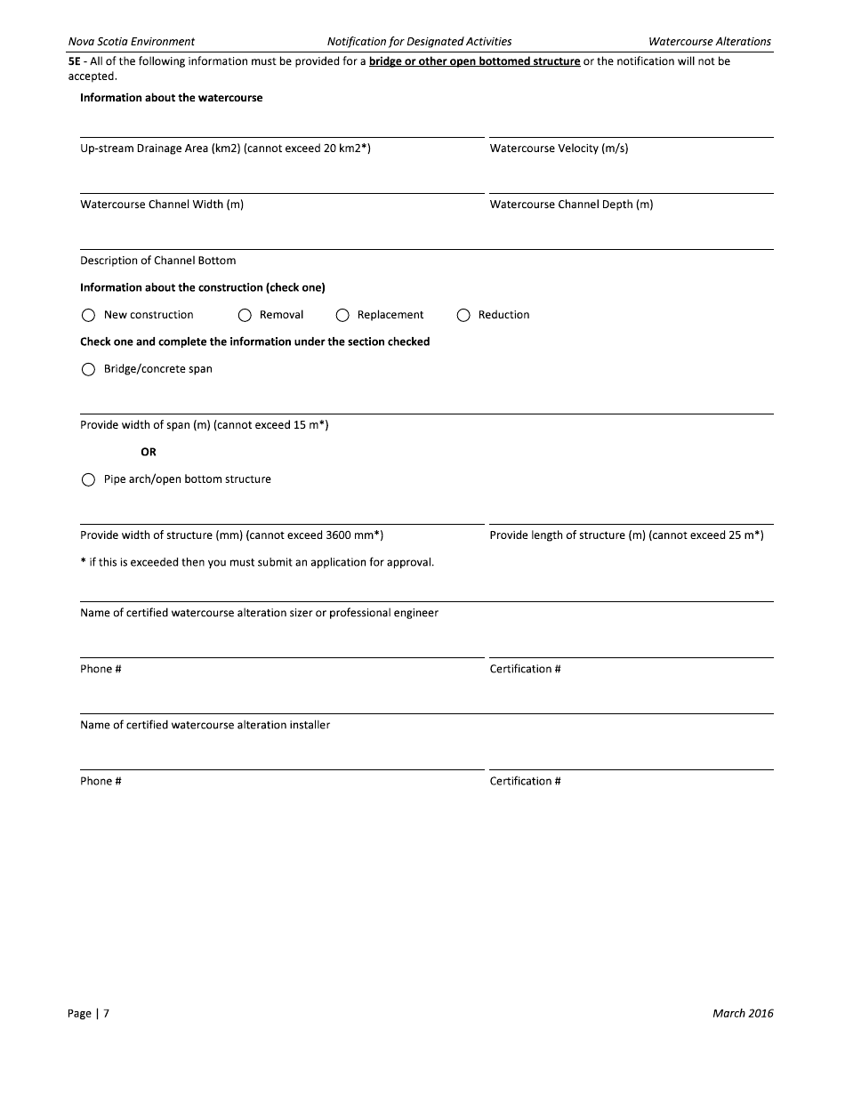 Notification Form - Nova Scotia, Canada, Page 7