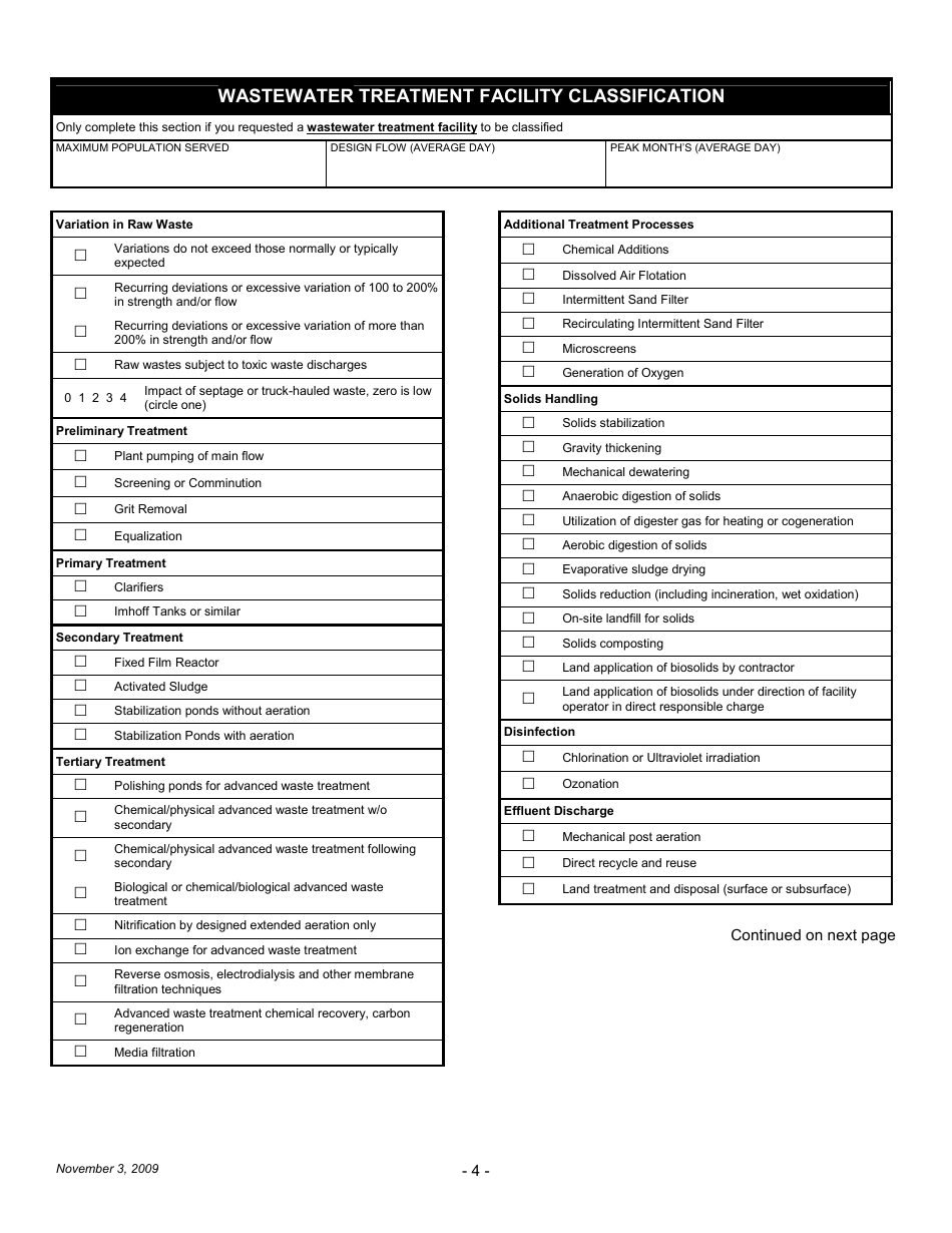 Water and Wastewater Facility Classification Application Form - Nova Scotia, Canada, Page 4