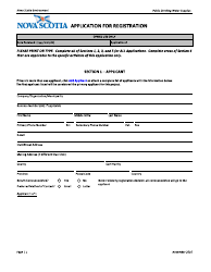 Registration Form for Public Drinking Water Supplies - Nova Scotia, Canada