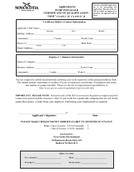 Document preview: Application for Pump Installer Certificate of Qualification - Nova Scotia, Canada