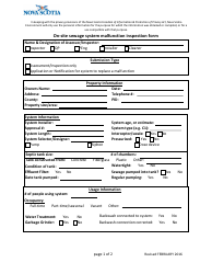 On-Site Sewage System Malfunction Inspection Form - Nova Scotia, Canada