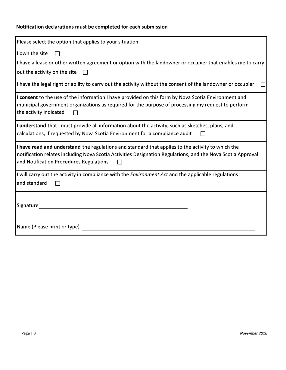 On-Site Sewage Notification Form - Nova Scotia, Canada, Page 3