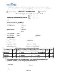 Document preview: Certificate of Installation - Nova Scotia, Canada