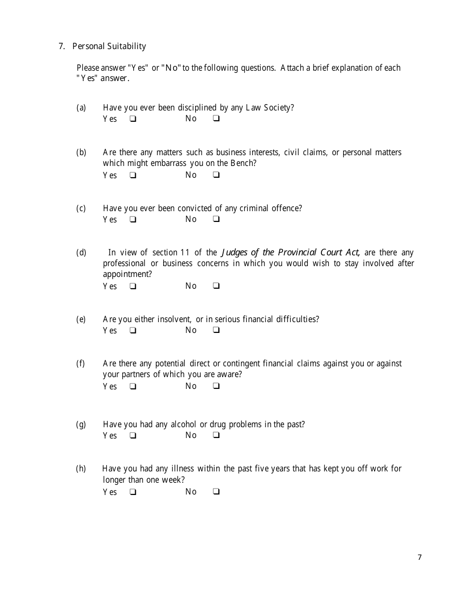 Provincial Judicial Application - Nova Scotia, Canada, Page 7