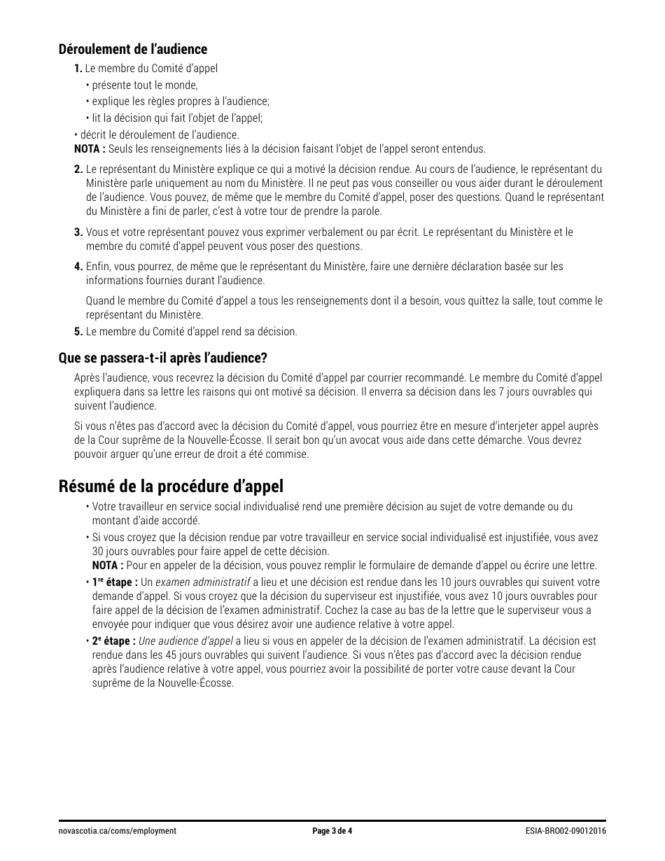 Forme ESIA-BRO02 Request an Appeal of an Esia Decision - Nova Scotia, Canada (French), Page 3