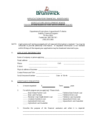 Application for Financial Assistance - New Brunswick, Canada