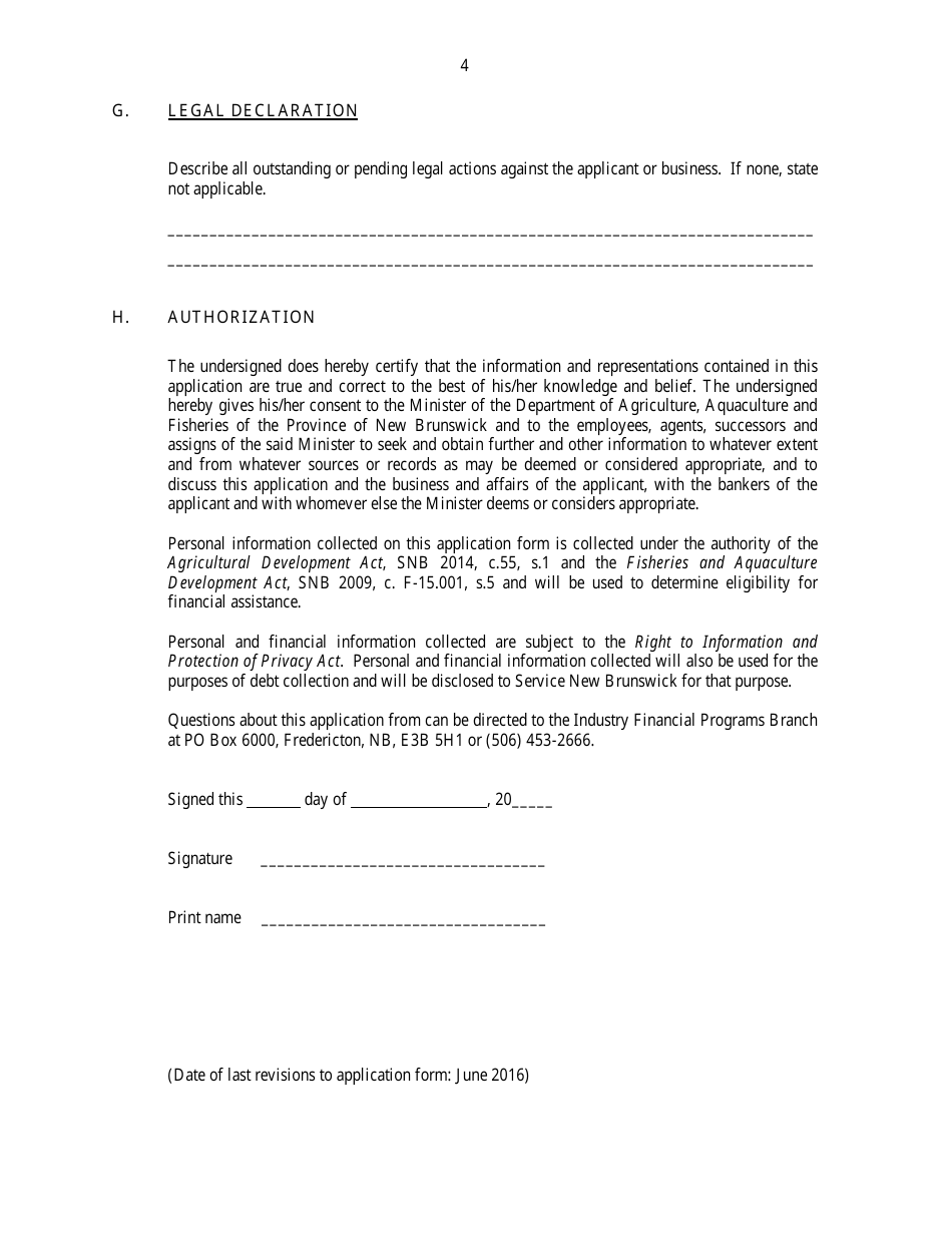 Application for Financial Assistance - New Brunswick, Canada, Page 4