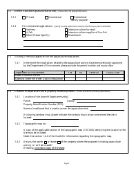 Inland Aquaculture Licence Application Form - New Brunswick, Canada, Page 2