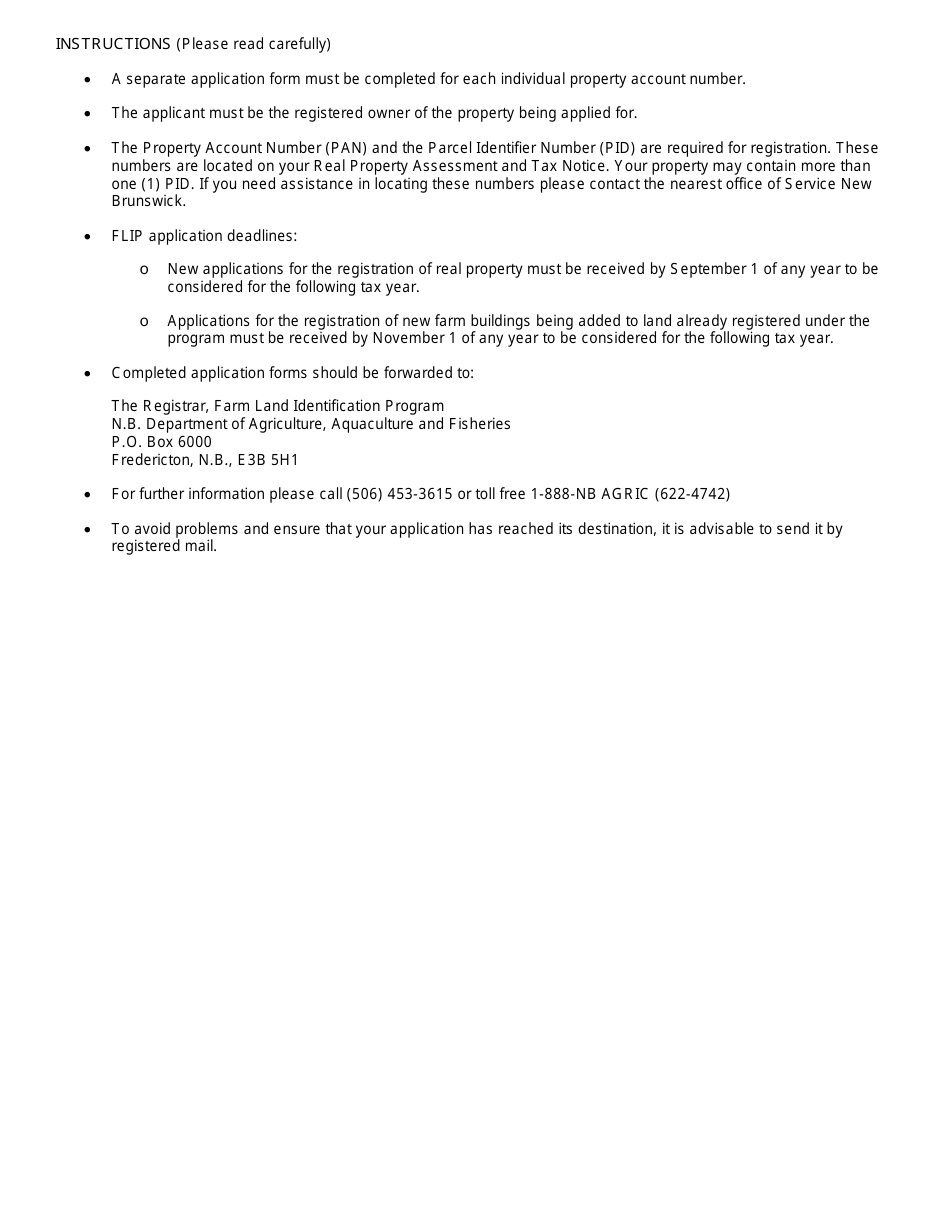 Registry of Agricultural Land and Farm Land Identification Program Application Form - New Brunswick, Canada, Page 4