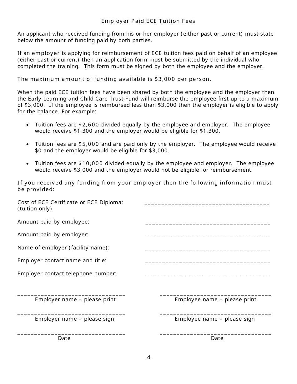 Early Learning and Child Care Trust Fund Application for Funding for Early Childhood Education Training - New Brunswick, Canada, Page 4