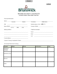 Document preview: Form D Interim Teacher's Certificate - United States Educated Teacher - New Brunswick, Canada