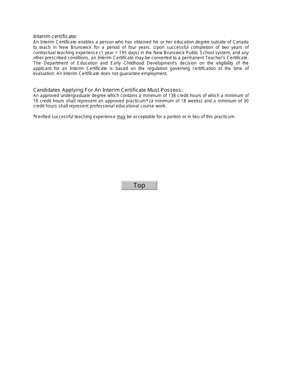 Form D Interim Teachers Certificate - United States Educated Teacher - New Brunswick, Canada, Page 3