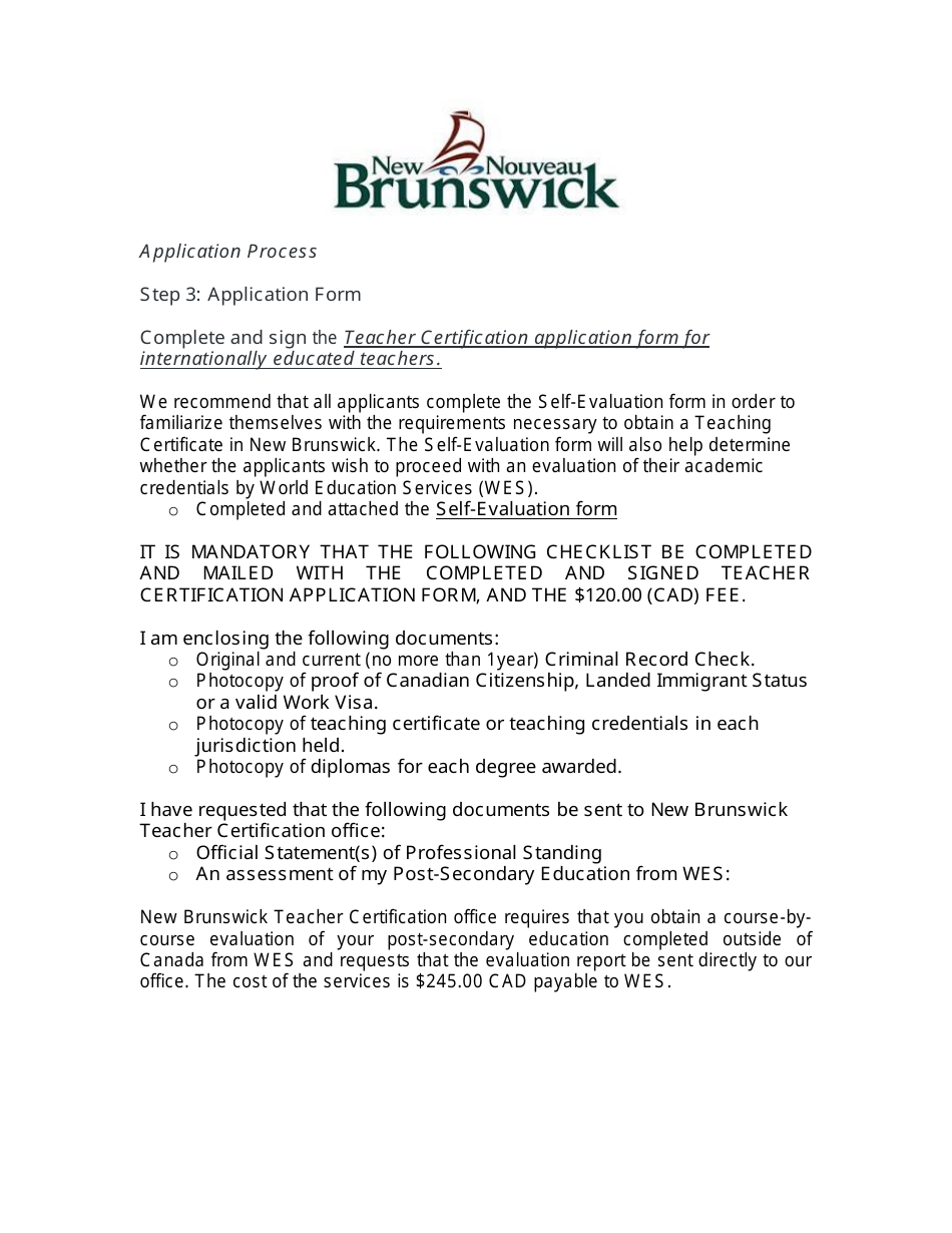 Form C Teacher Certification Application Form for Internationally Educated Teachers - New Brunswick, Canada, Page 10