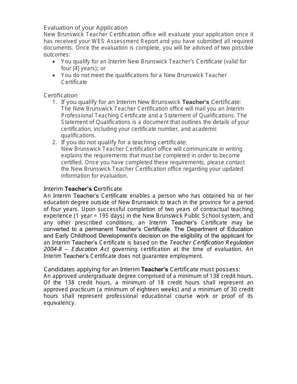 Form C Teacher Certification Application Form for Internationally Educated Teachers - New Brunswick, Canada, Page 3