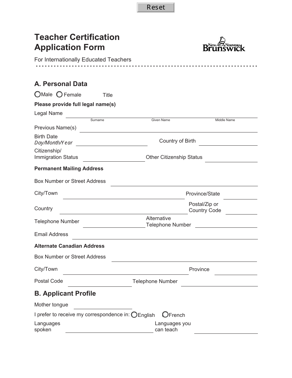 Form C Teacher Certification Application Form for Internationally Educated Teachers - New Brunswick, Canada, Page 8