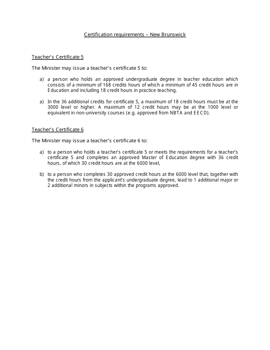 Form K Teachers Certificate Level Upgrade - New Brunswick, Canada, Page 2