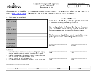 Document preview: Application / Change Form - Direct Deposit Service - New Brunswick, Canada