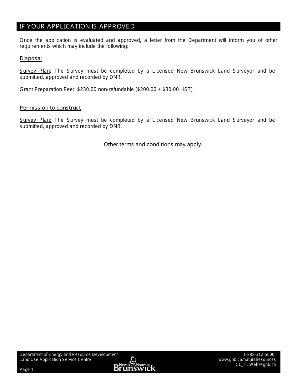 Crown Reserved Road Application - New Brunswick, Canada, Page 2
