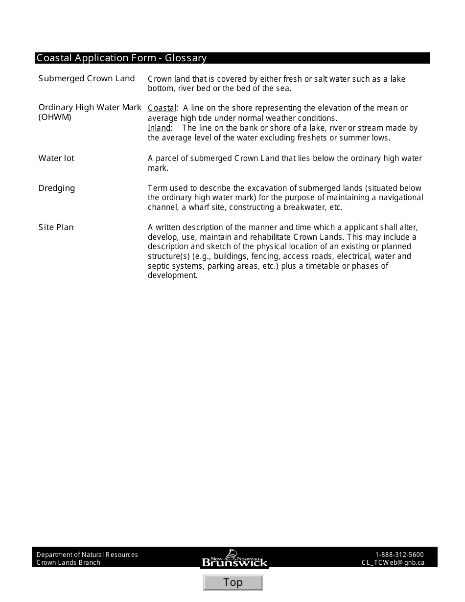 Coastal Land Use Application Form - New Brunswick, Canada, Page 3