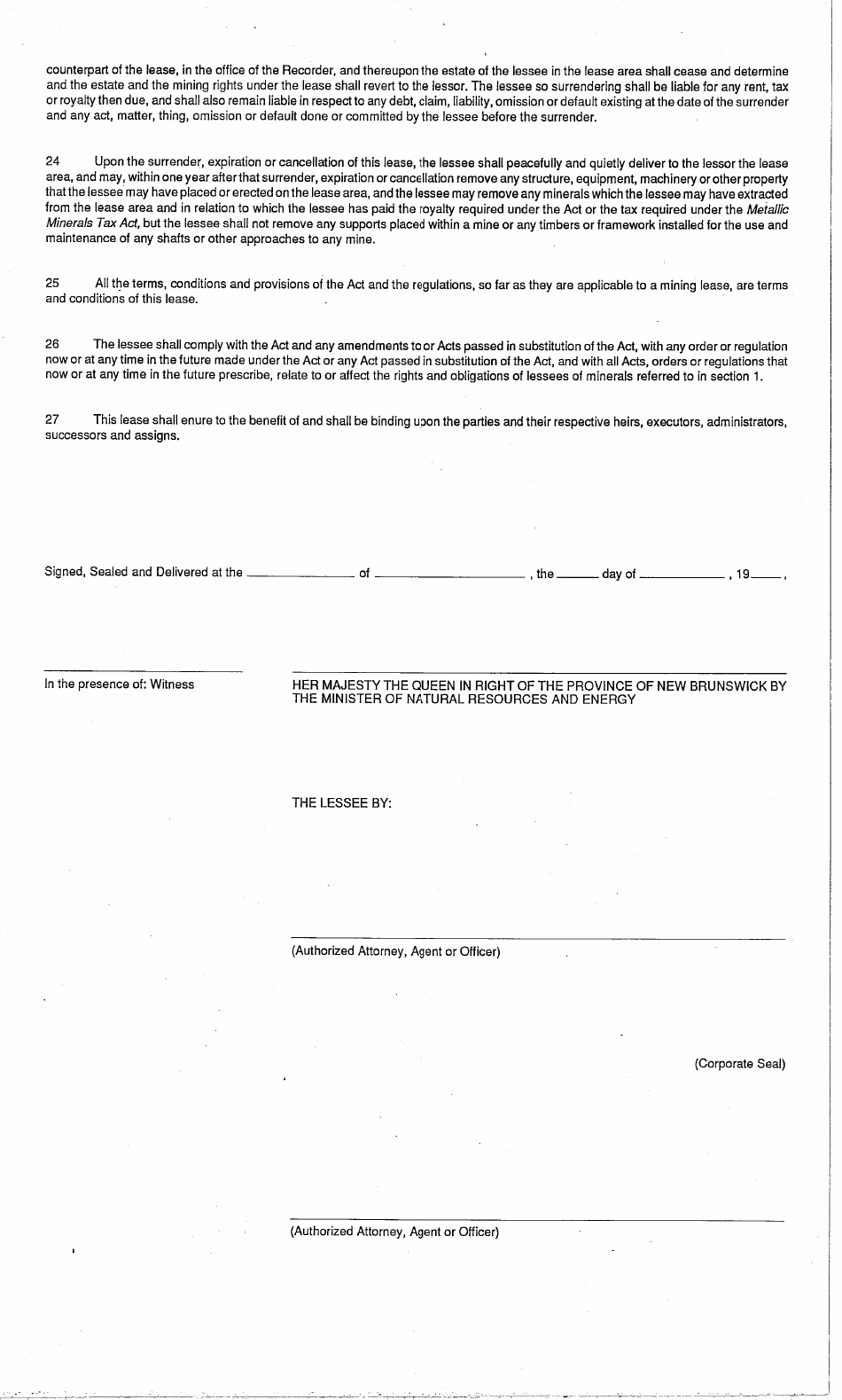 Form 14 Mining Lease - New Brunswick, Canada, Page 3