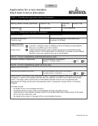 Form 60-6410E Application for a Non-resident Black Bear Licence Allocation - New Brunswick, Canada