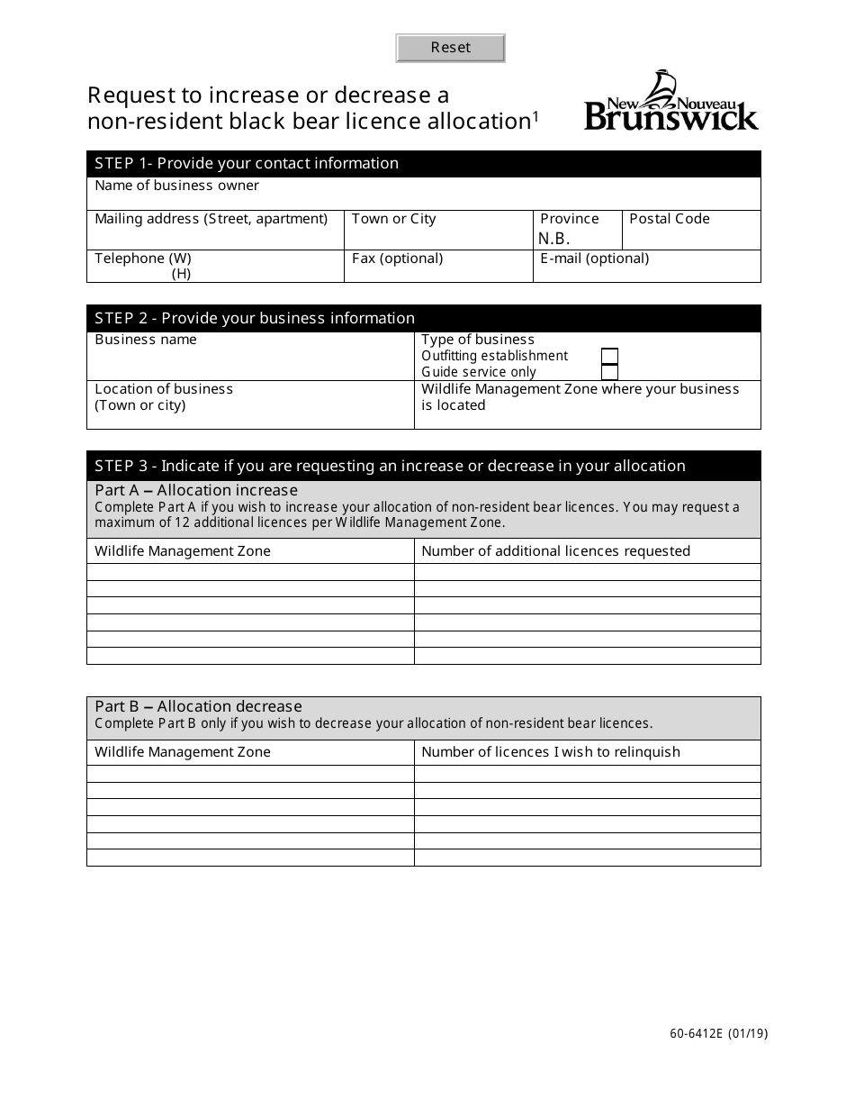 Form 60-6412E - Fill Out, Sign Online and Download Fillable PDF, New