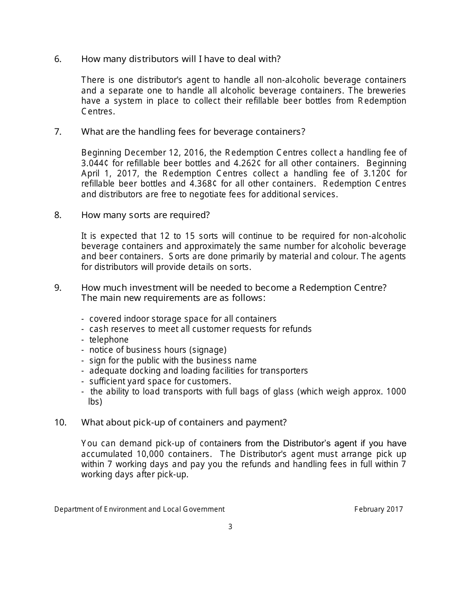 Application for Registration as a Redemption Centre - New Brunswick, Canada, Page 3