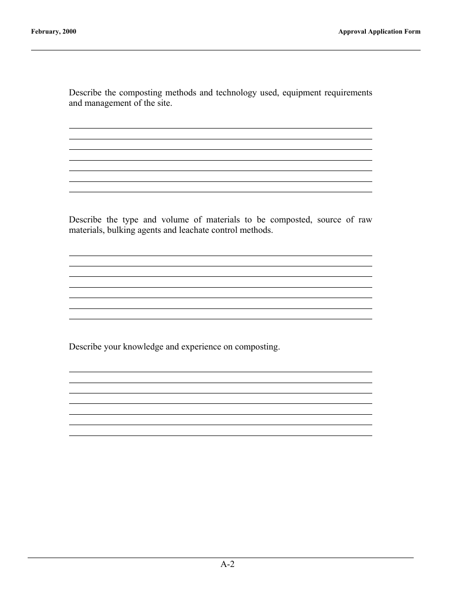 Appendix A Application Form for an Approval to Operate a Composting Facility - New Brunswick, Canada, Page 3