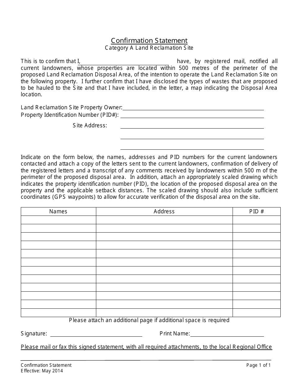 Application Form for a Land Reclamation Site - New Brunswick, Canada, Page 9