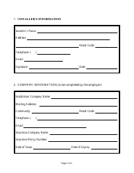 Schedule E Installers Application Form - New Brunswick, Canada, Page 2