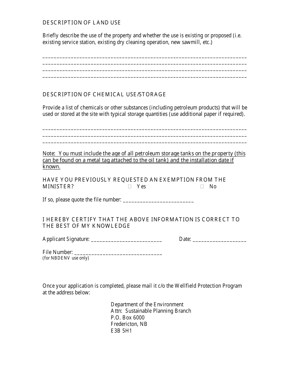 Application for an Exemption to the Wellfield Protected Area Designation Order - New Brunswick, Canada, Page 2