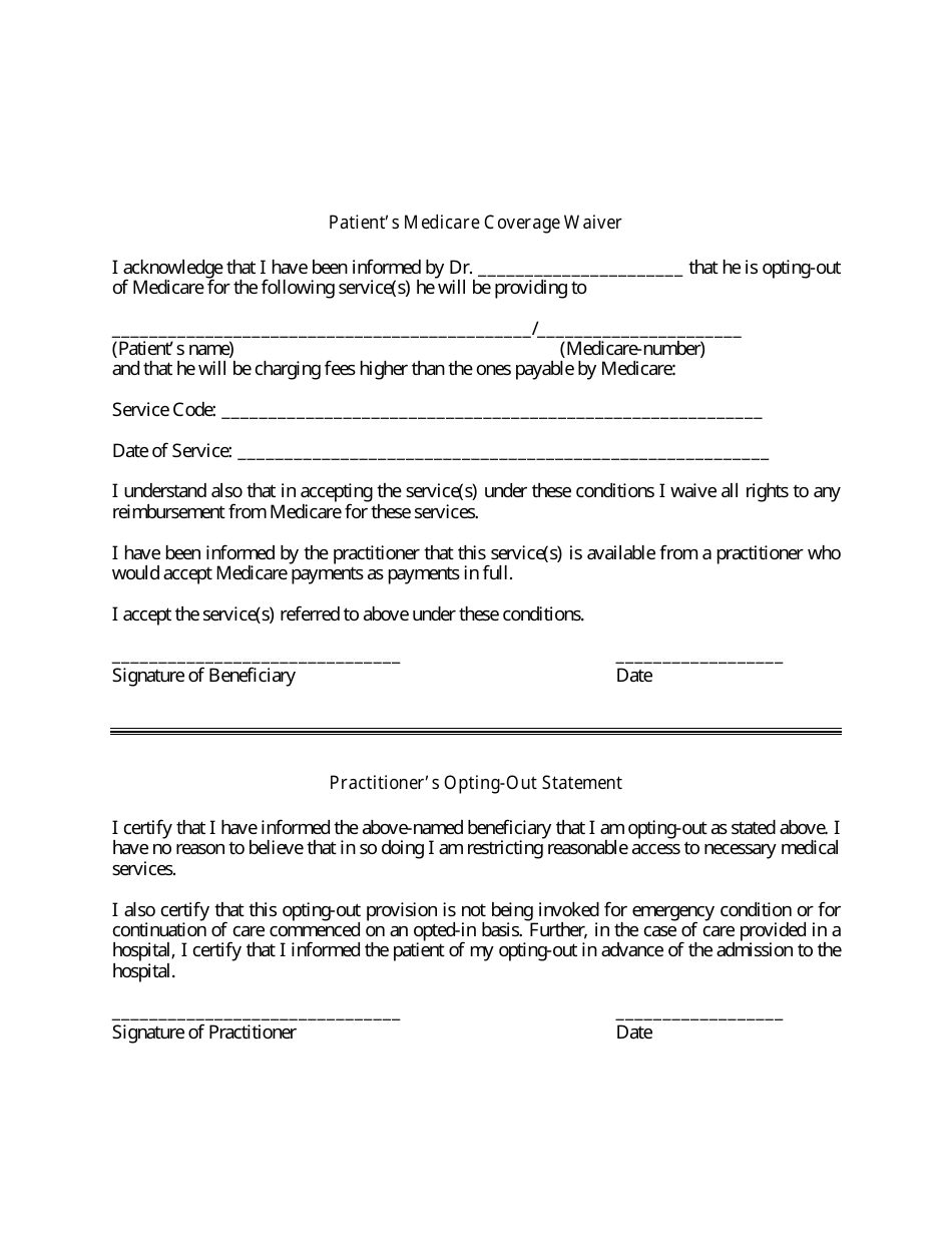 Patients Medicare Coverage Waiver - New Brunswick, Canada, Page 1