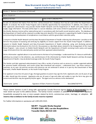 New Brunswick Insulin Pump Program (Ipp) Approval Authorization Form - New Brunswick, Canada, Page 6