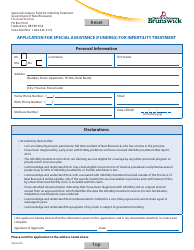 Document preview: Application for Special Assistance (Funding) for Infertility Treatment - New Brunswick, Canada