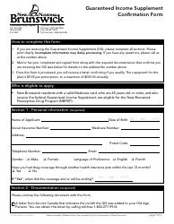 Form 892E Guaranteed Income Supplement Confirmation Form - New Brunswick, Canada