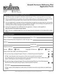 Form 904E Growth Hormone Deficiency Plan Application Form - New Brunswick, Canada