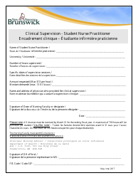 Document preview: Clinical Supervision - Student Nurse Practitioner - New Brunswick, Canada (English/French)