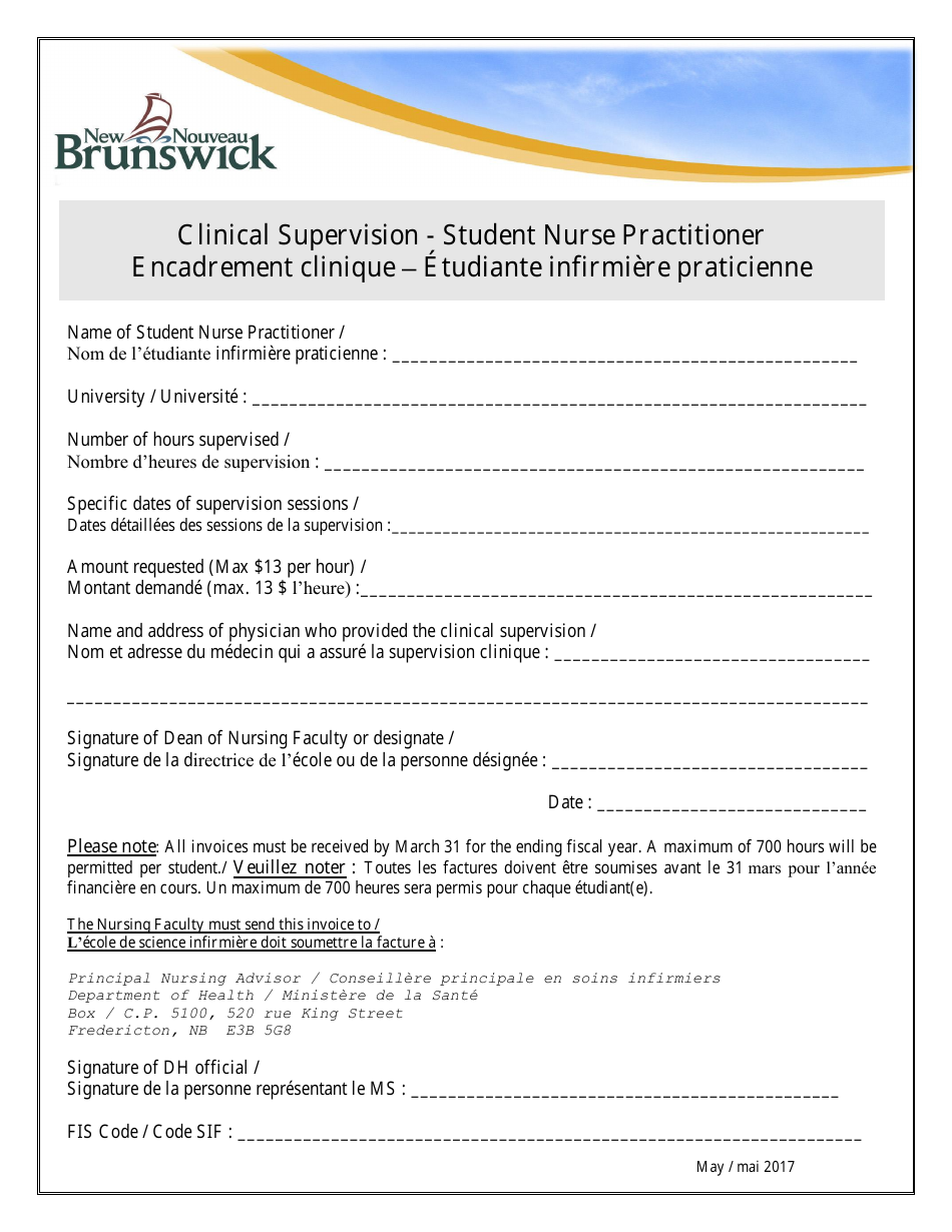 Clinical Supervision - Student Nurse Practitioner - New Brunswick, Canada (English / French), Page 1
