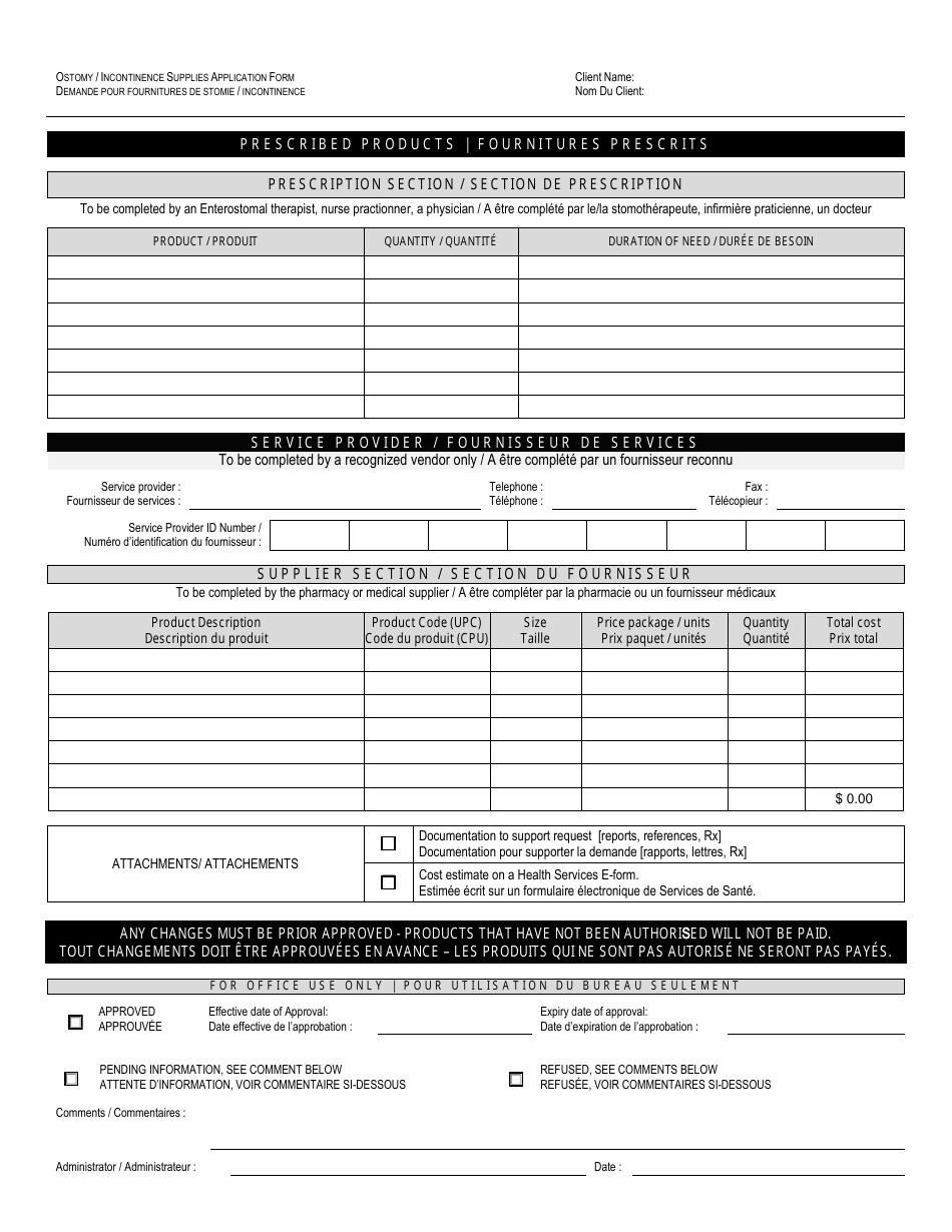 Ostomy and Incontinence Supplies Application Form - New Brunswick, Canada (English / French), Page 2