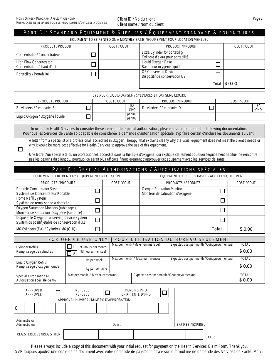 New Brunswick Canada Home Oxygen Program Application Form Fill Out Sign Online And Download 0736