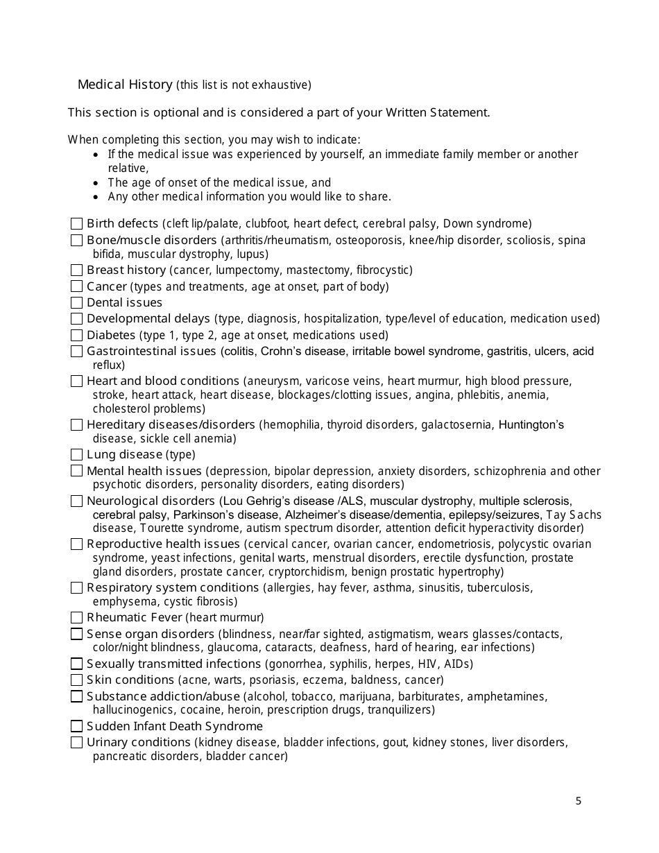 Application to Register / Modify / Cancel a Disclosure Veto or Contact Preference  Written Statement - New Brunswick, Canada, Page 5