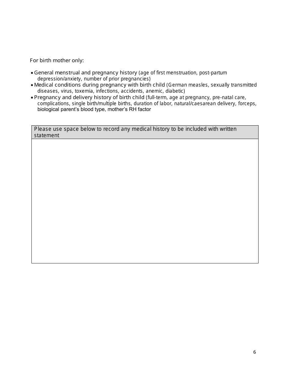 Application to Register / Modify / Cancel a Disclosure Veto or Contact Preference  Written Statement - New Brunswick, Canada, Page 6