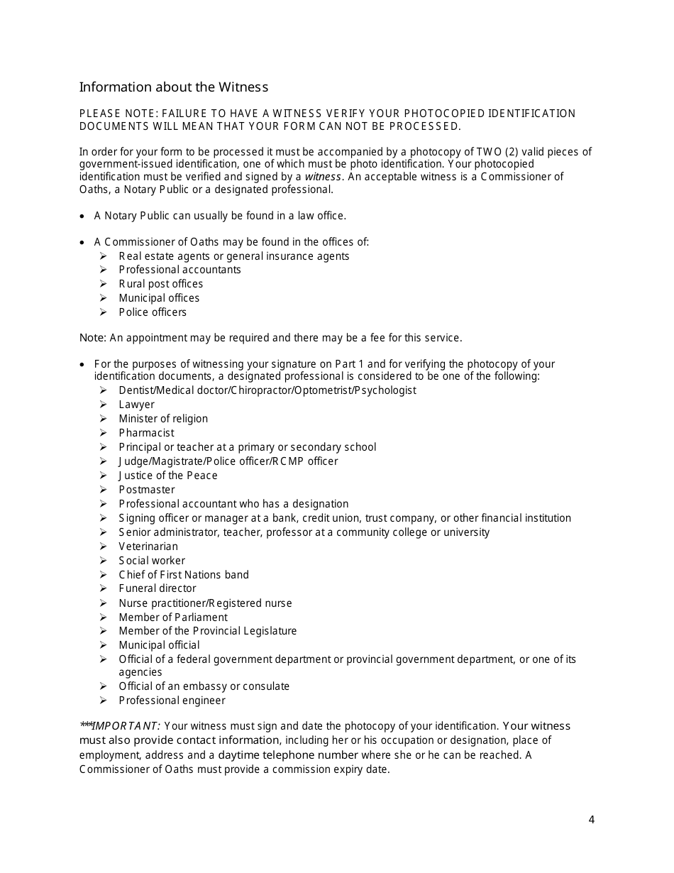 Application for Statement of Original Registration of Birth - New Brunswick, Canada, Page 4