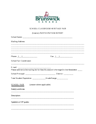 School/ Classroom Heritage Fair (Interim) Participation Report - New Brunswick, Canada