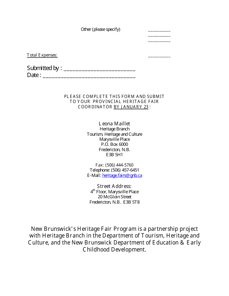 School / Classroom Heritage Fair (Interim) Participation Report - New Brunswick, Canada, Page 3