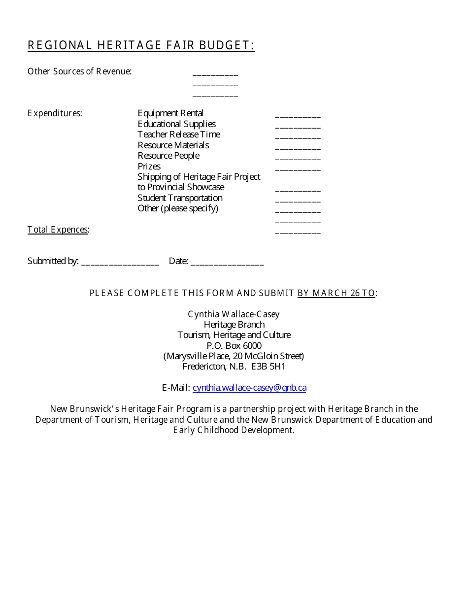 Regional Heritage Fair (Interim) Participation Report - New Brunswick, Canada, Page 3