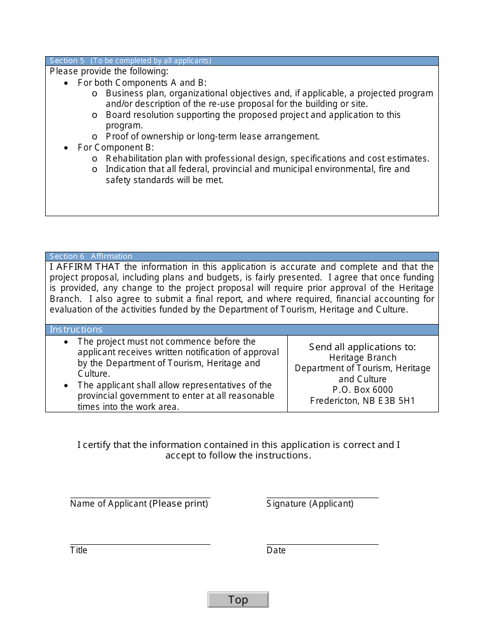 Built Heritage Program Application - New Brunswick, Canada, Page 5