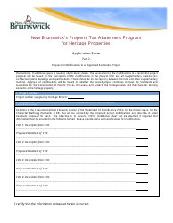 New Brunswick&#039;s Property Tax Abatement Program for Heritage Properties Application Form - New Brunswick, Canada, Page 5