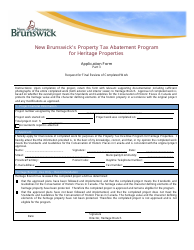 New Brunswick&#039;s Property Tax Abatement Program for Heritage Properties Application Form - New Brunswick, Canada, Page 7